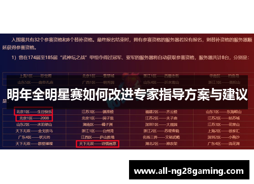 明年全明星赛如何改进专家指导方案与建议